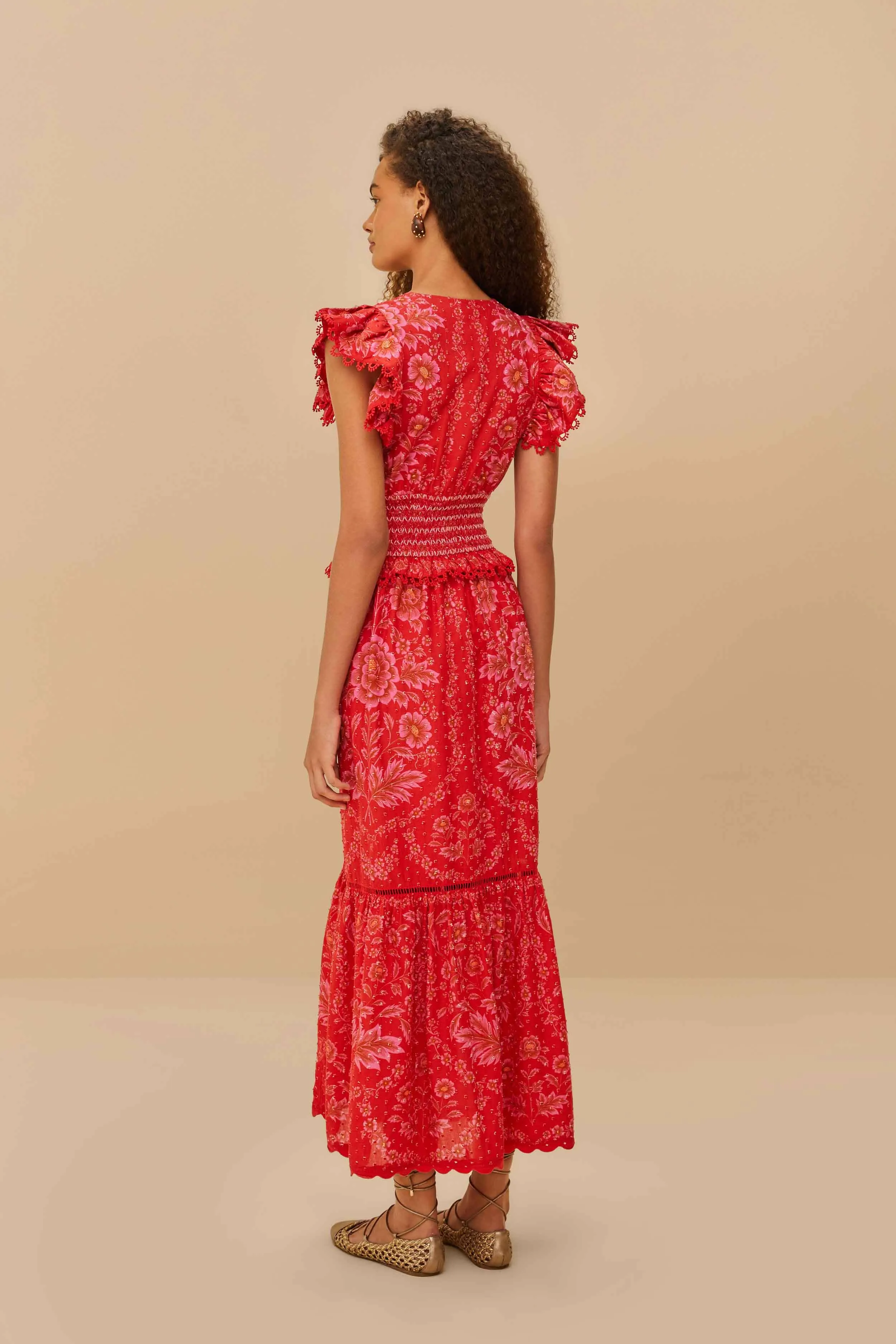 Red Olivia Lace Maxi Dress sold by FARM Rio product image thumbnail 4