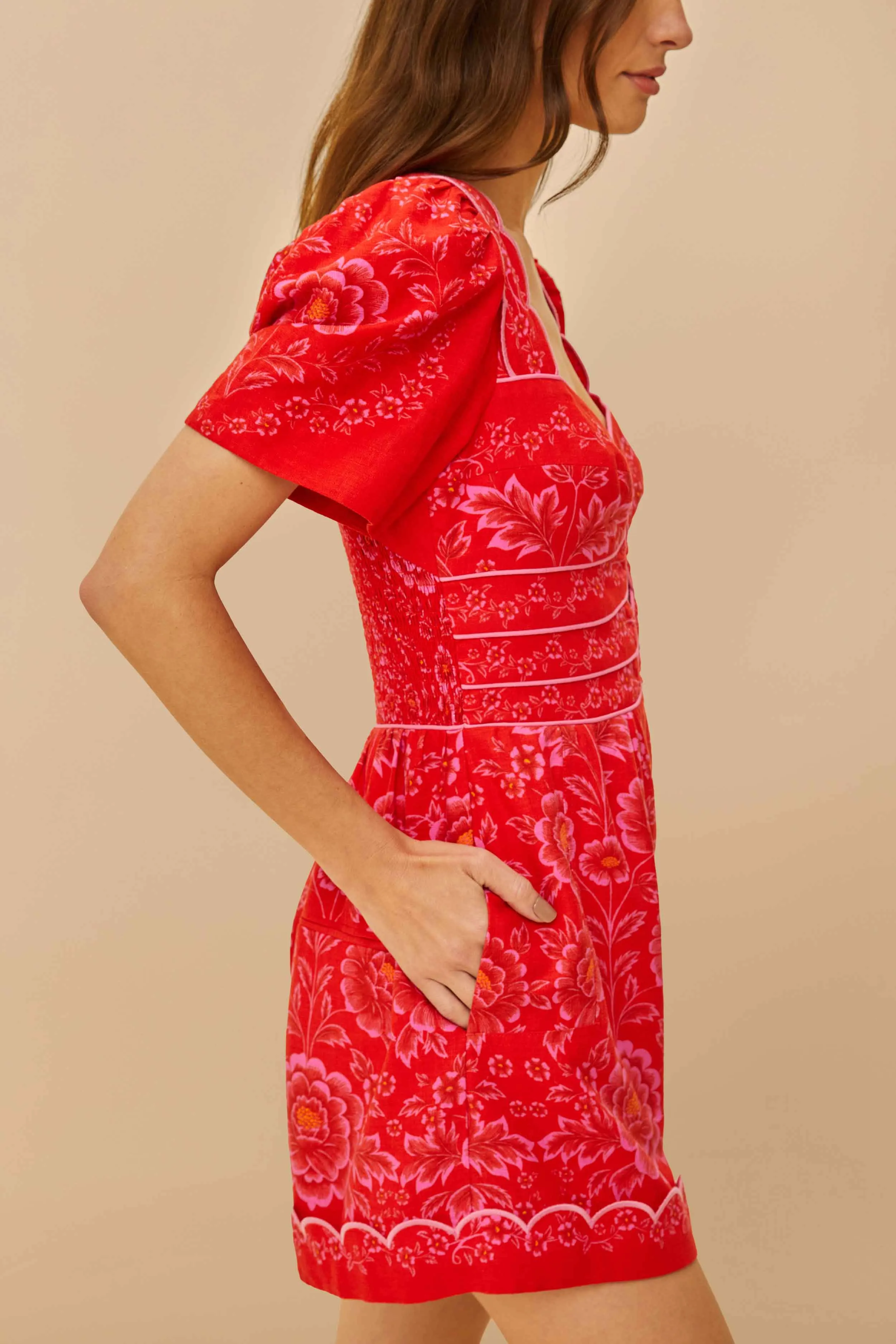 Red Olivia Cut-Out Lenzing™ Ecovero™ Euroflax™ Romper sold by FARM Rio product image thumbnail 3