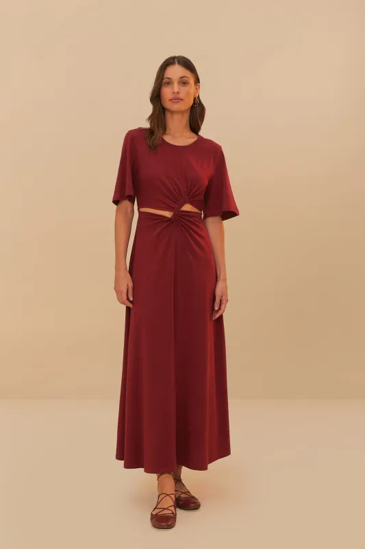 Red Short Sleeve Cut-Out Midi Dress sold by FARM Rio
