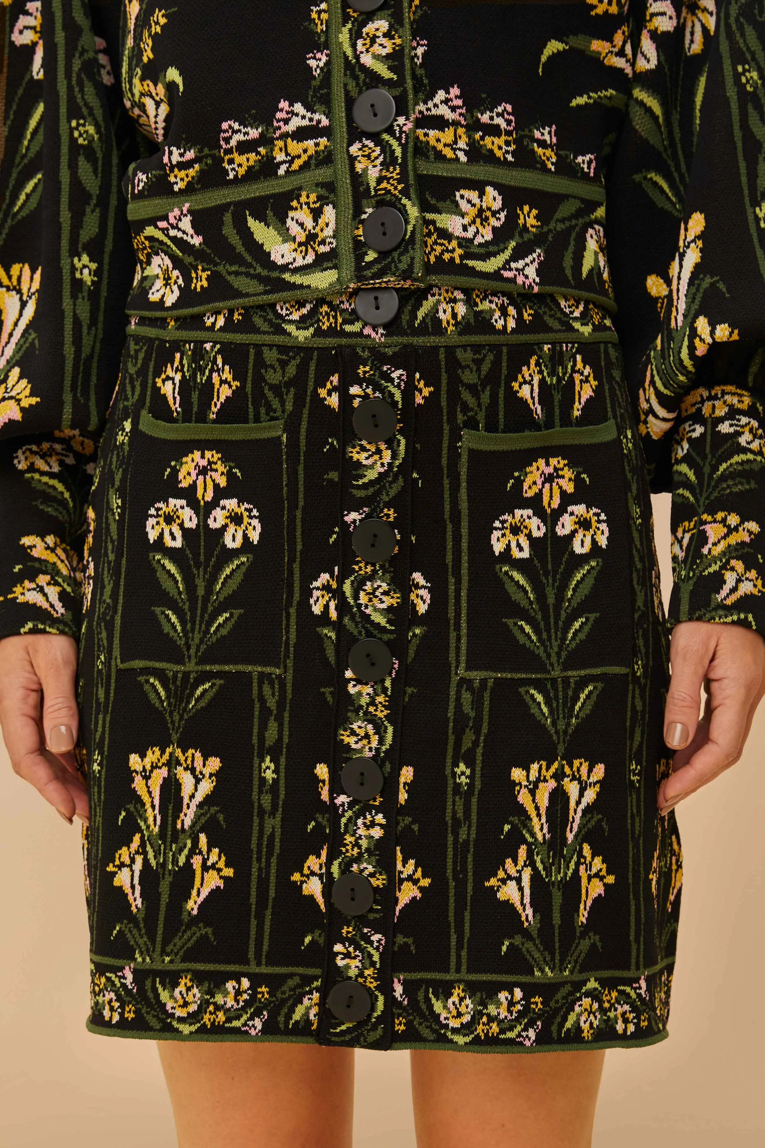 Black Flowers Arch Knit Skirt sold by FARM Rio product image thumbnail 4