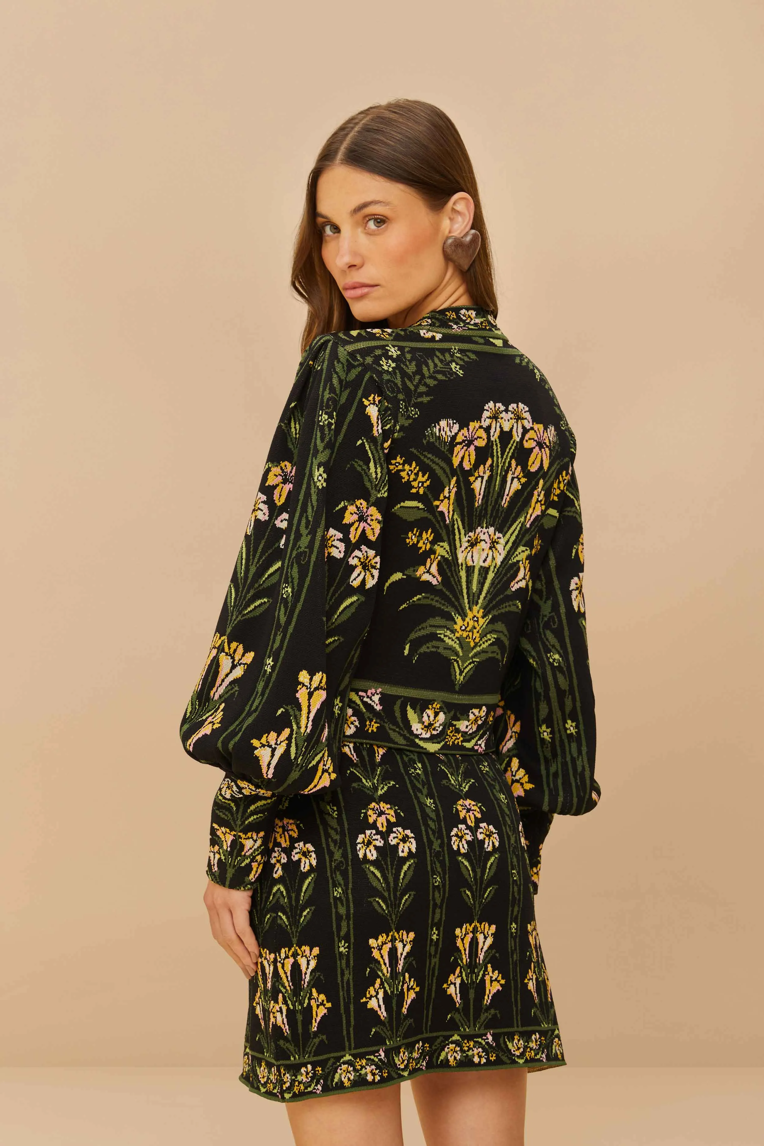 Black Flowers Arch Knit Skirt sold by FARM Rio product image thumbnail 3