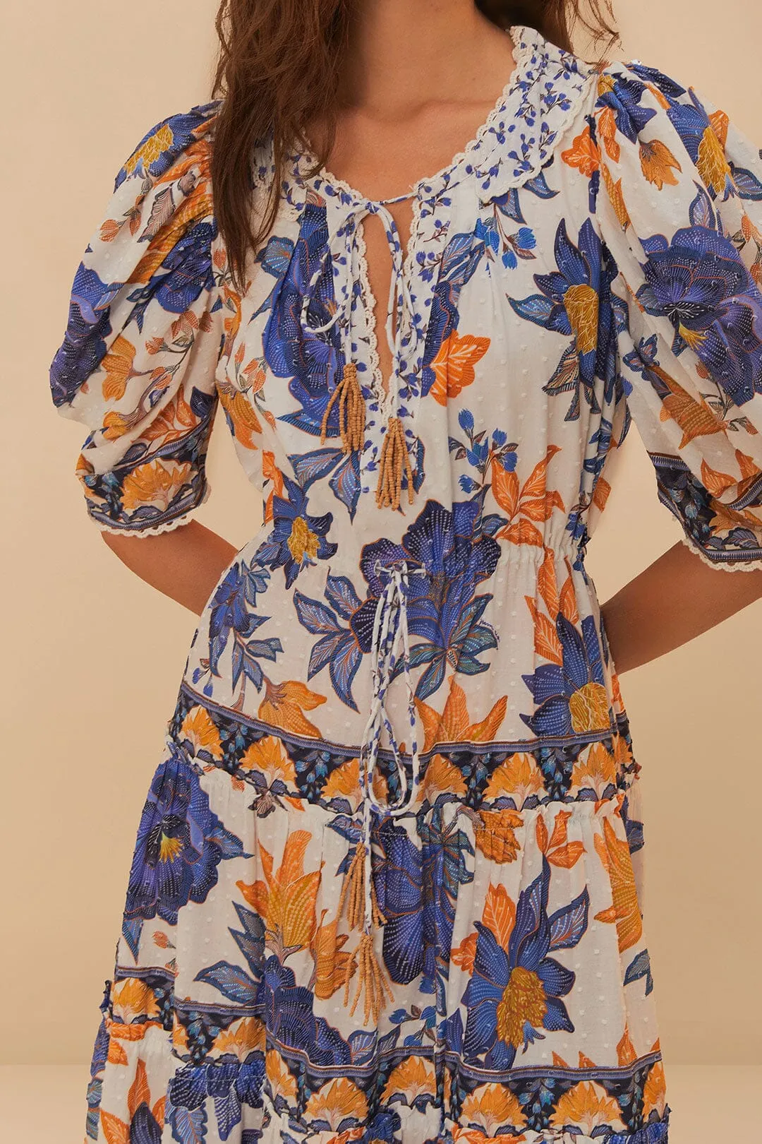 Off-White Summer Flowers Beaded Tassels Maxi Dress sold by FARM Rio product image thumbnail 3