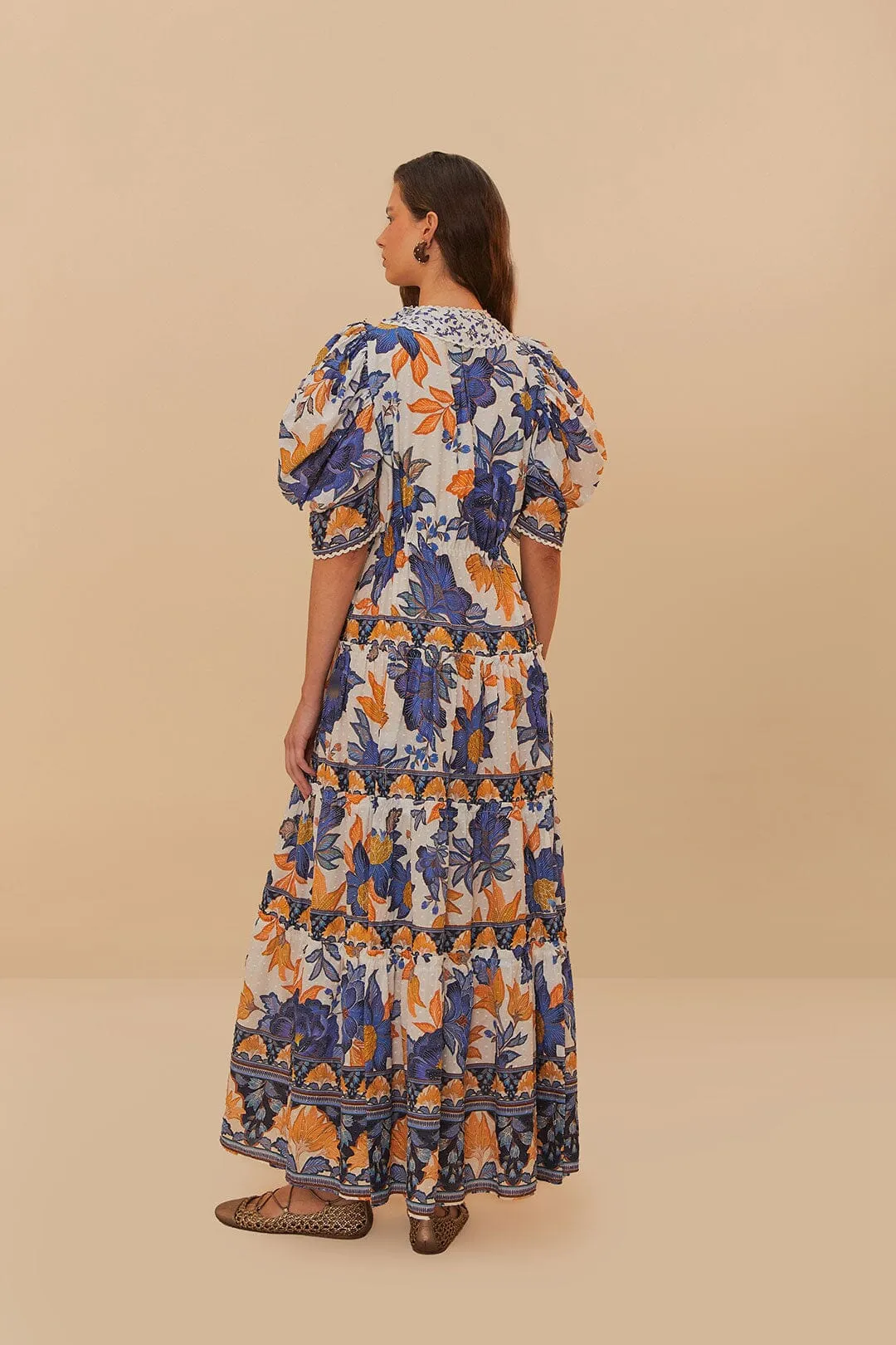 Off-White Summer Flowers Beaded Tassels Maxi Dress sold by FARM Rio product image thumbnail 4