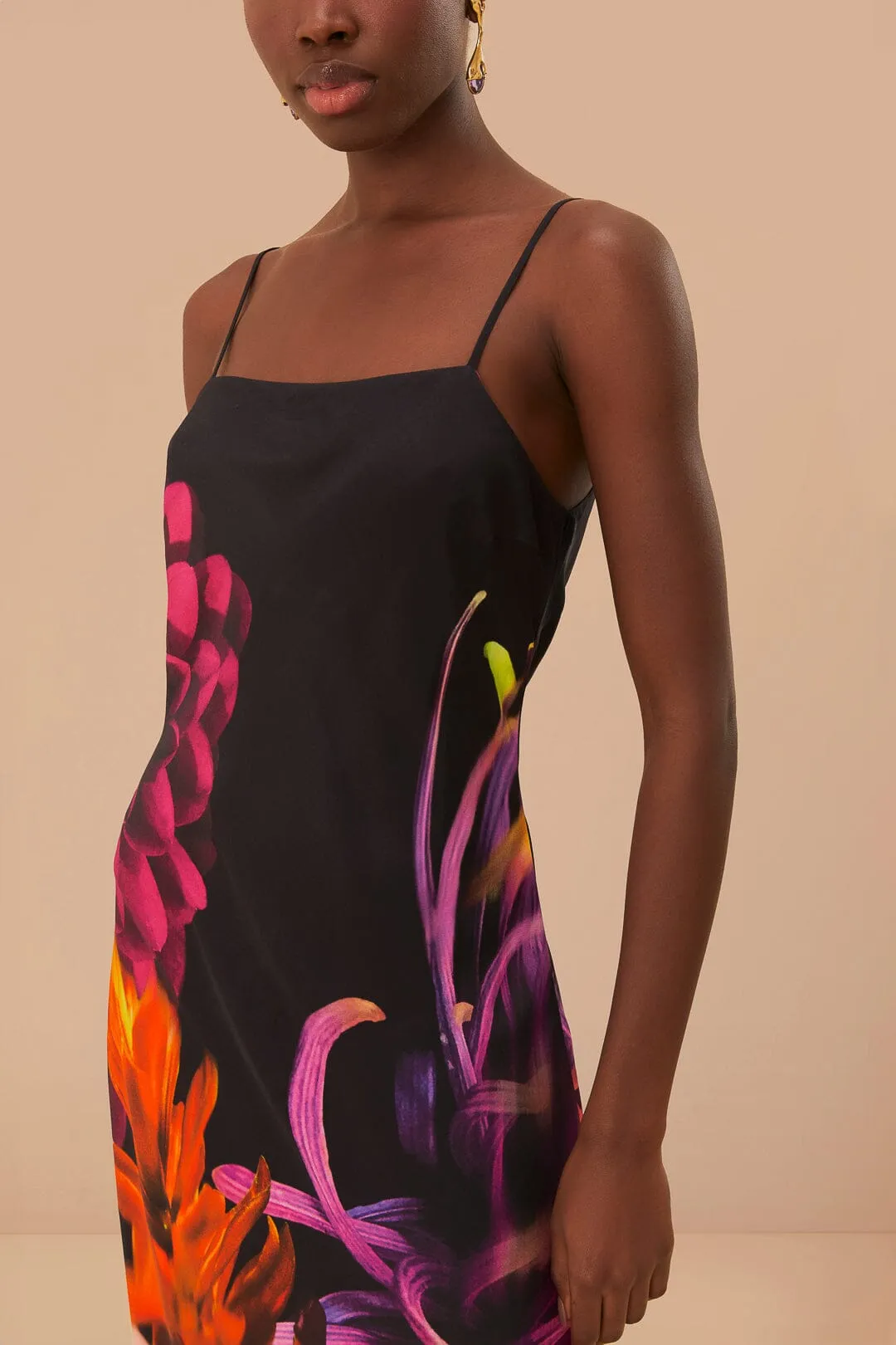 Black Blurry Floral LENZING™ ECOVERO™ Viscose Slip Dress sold by FARM Rio product image thumbnail 3