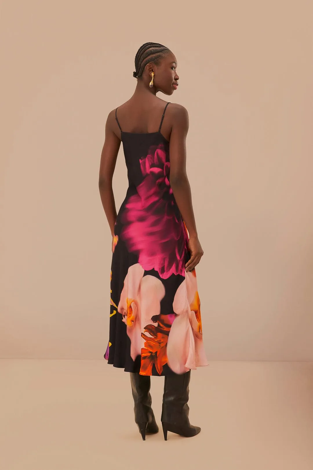 Black Blurry Floral LENZING™ ECOVERO™ Viscose Slip Dress sold by FARM Rio product image thumbnail 4