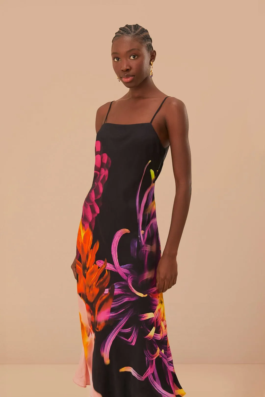 Black Blurry Floral LENZING™ ECOVERO™ Viscose Slip Dress sold by FARM Rio product image thumbnail 2