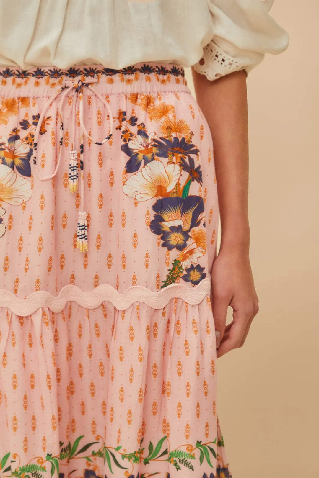 Pink Dream Garden Maxi Skirt sold by FARM Rio product image thumbnail 4