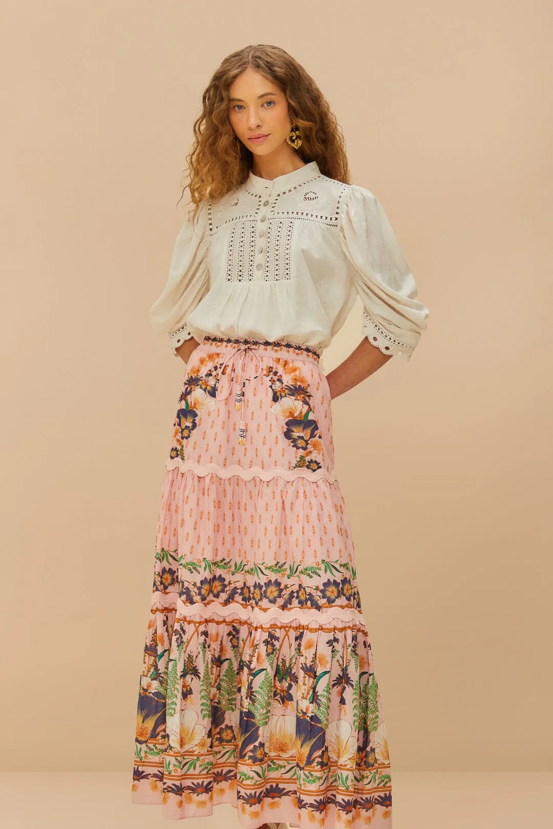 Pink Dream Garden Maxi Skirt sold by FARM Rio product image thumbnail 2