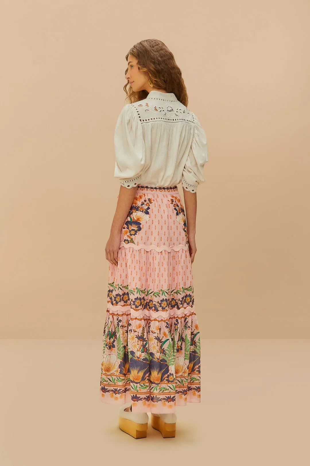 Pink Dream Garden Maxi Skirt sold by FARM Rio product image thumbnail 5