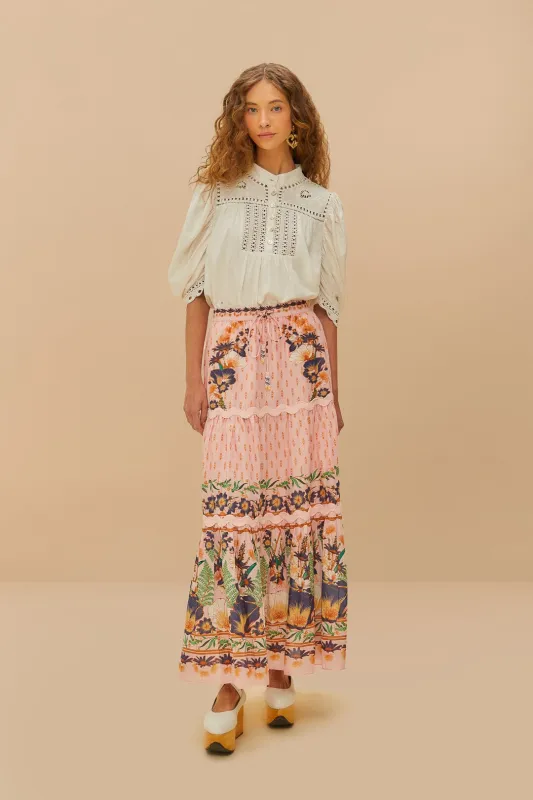 Pink Dream Garden Maxi Skirt sold by FARM Rio