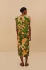 Beige Tropical Isla Padded Shoulders Midi Dress sold by FARM Rio