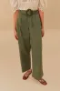 Green Twill Pleated Wide Pants sold by FARM Rio