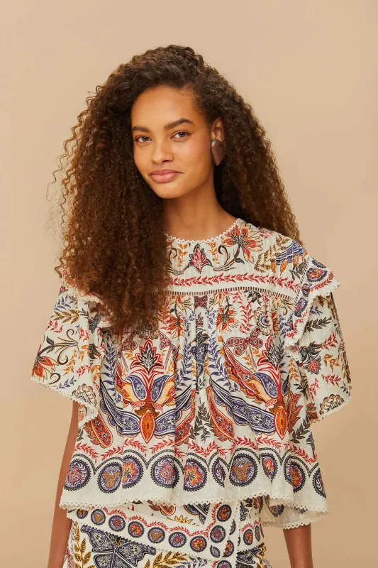 Off-White Boho Glam Lace Blouse sold by FARM Rio