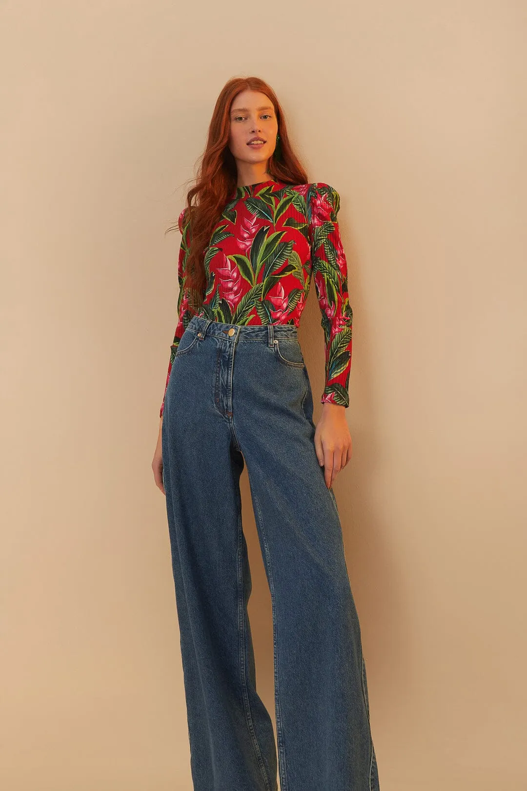 Denim High Waist Pants sold by FARM Rio product image thumbnail 3