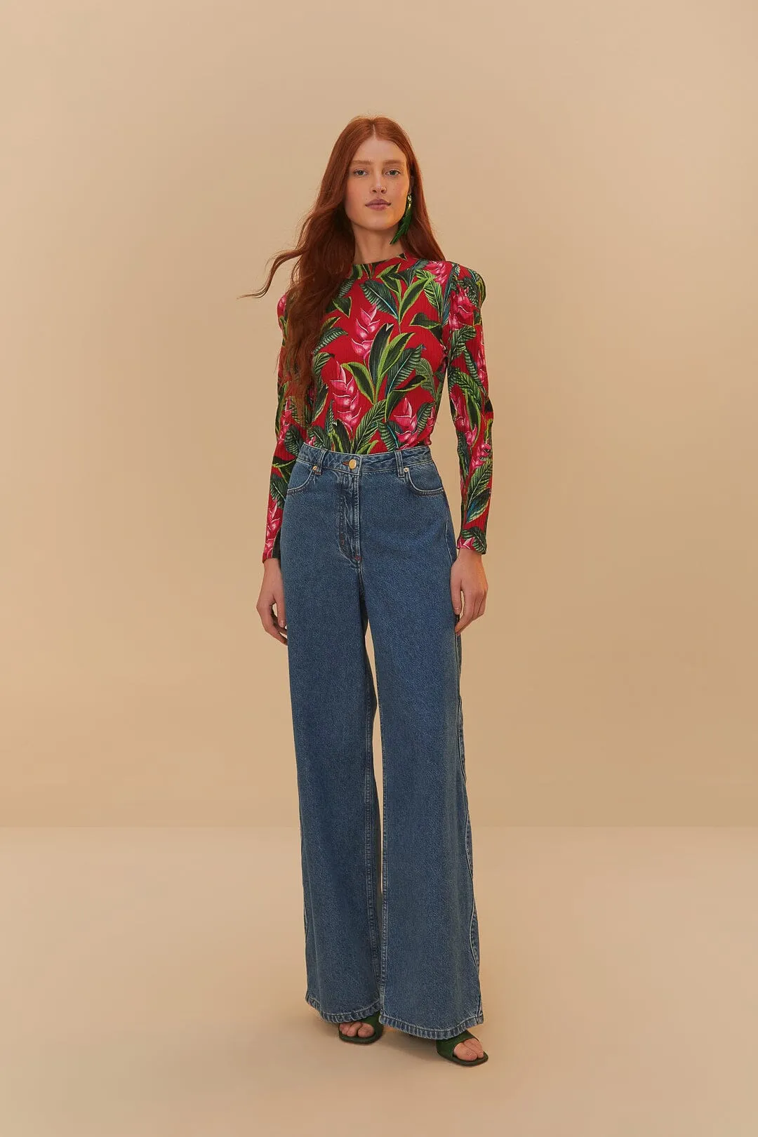 Denim High Waist Pants sold by FARM Rio