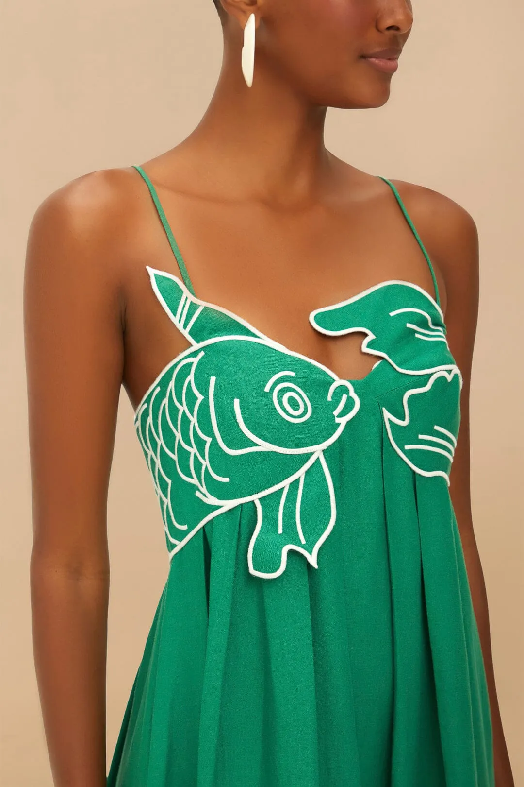 Green Fish Top LENZING™ ECOVERO™ Euroflax™ Maxi Dress sold by FARM Rio product image thumbnail 3