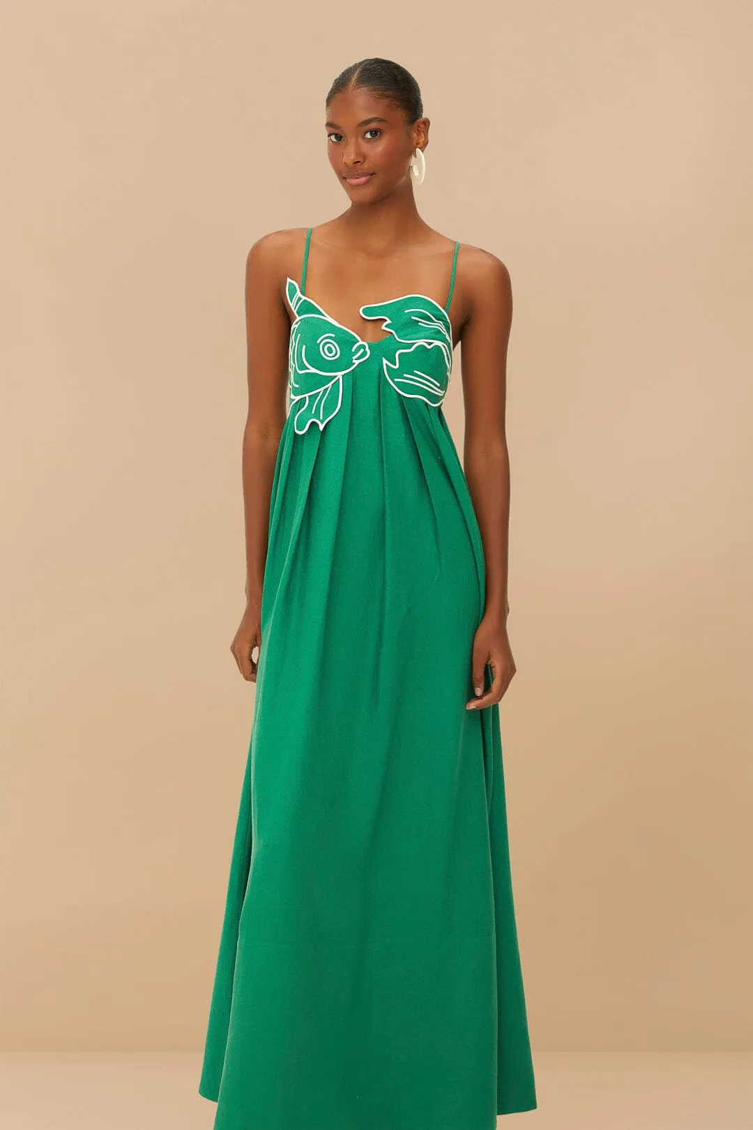 Green Fish Top LENZING™ ECOVERO™ Euroflax™ Maxi Dress sold by FARM Rio product image thumbnail 2