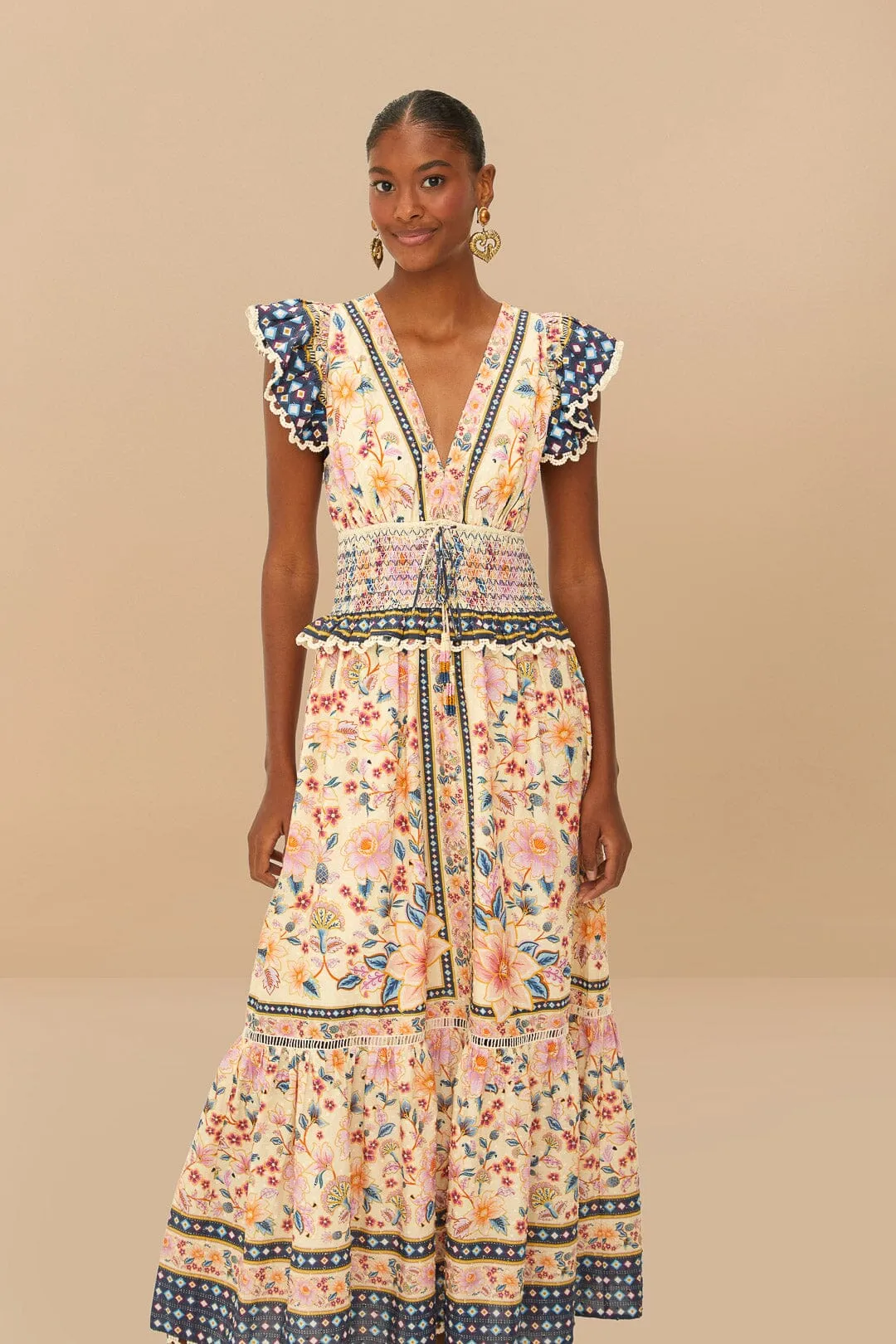 Cream Superbloom Tapestry Maxi Dress sold by FARM Rio product image thumbnail 2