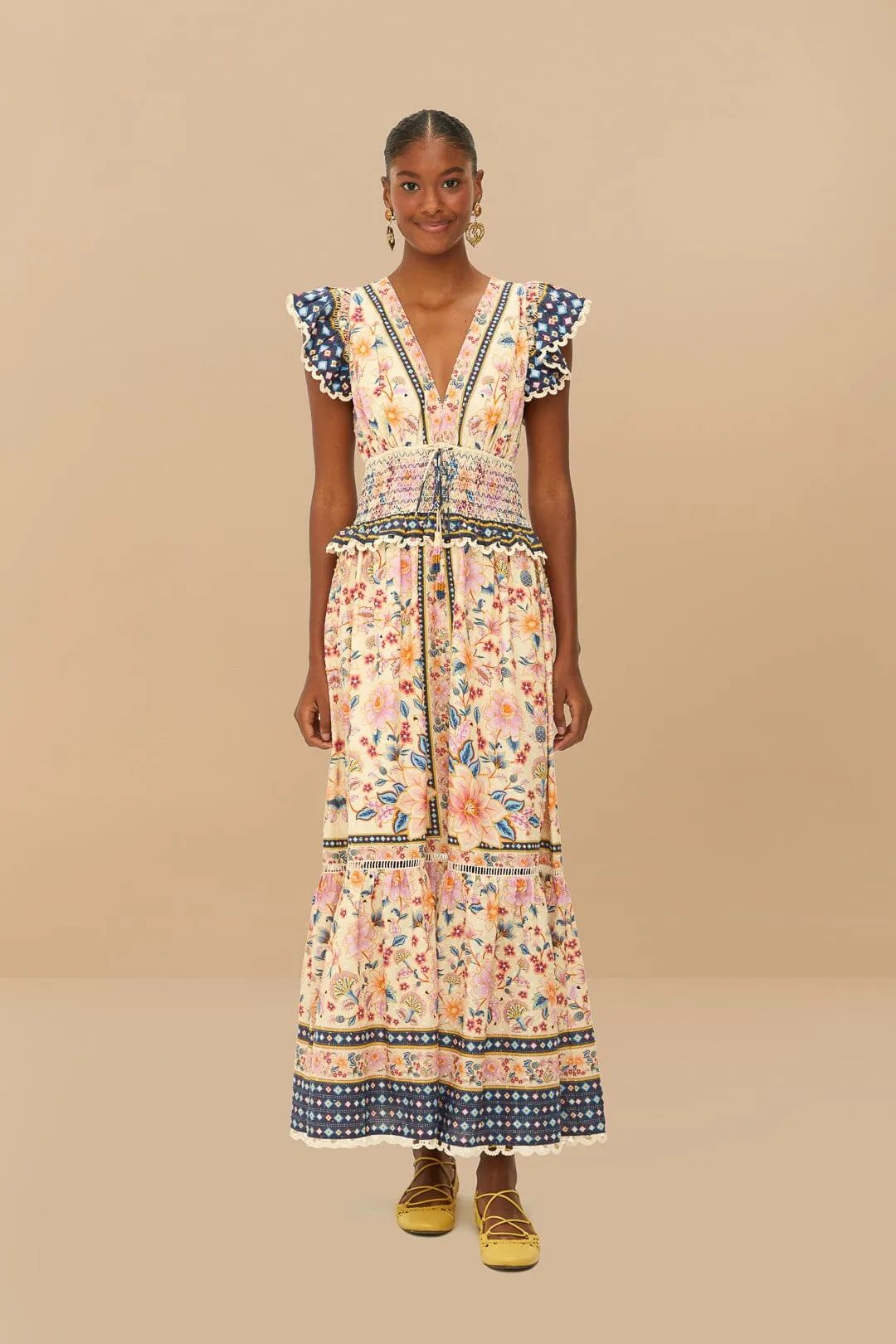 Cream Superbloom Tapestry Maxi Dress sold by FARM Rio