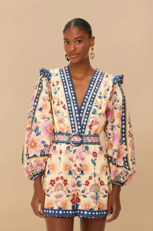 Cream Superbloom Tapestry Organic Cotton Romper sold by FARM Rio