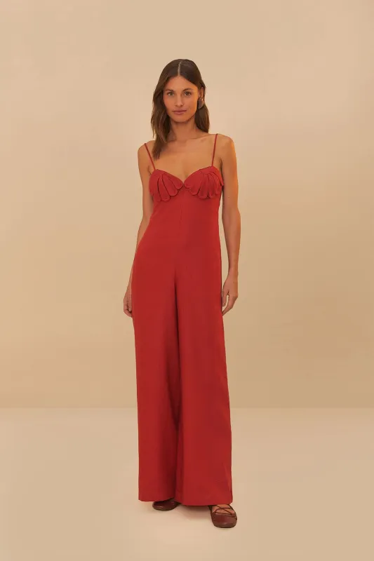 Red Petals Bodice Euroflax™ Premium Linen Jumpsuit sold by FARM Rio