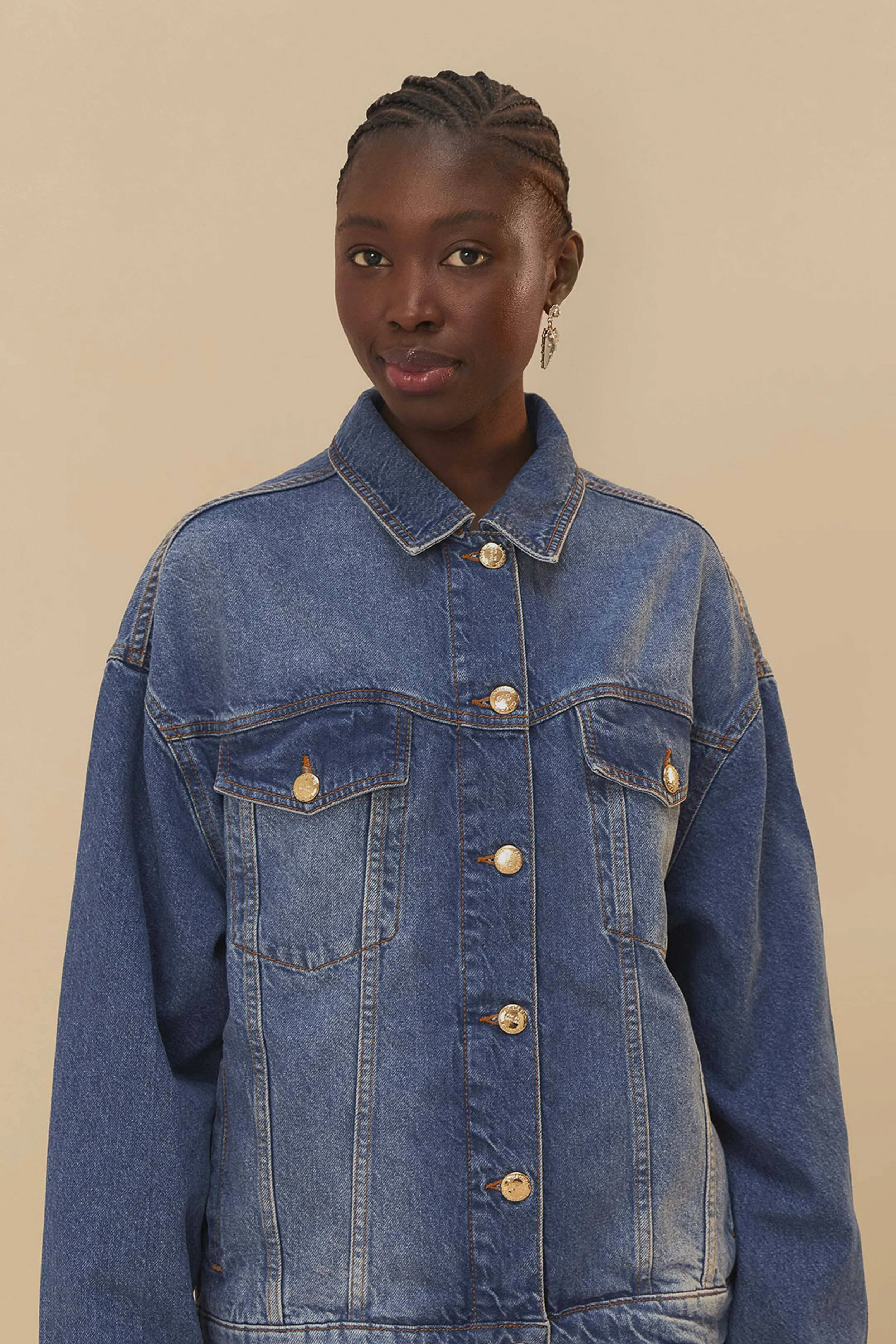 Denim Buttoned Jacket sold by FARM Rio