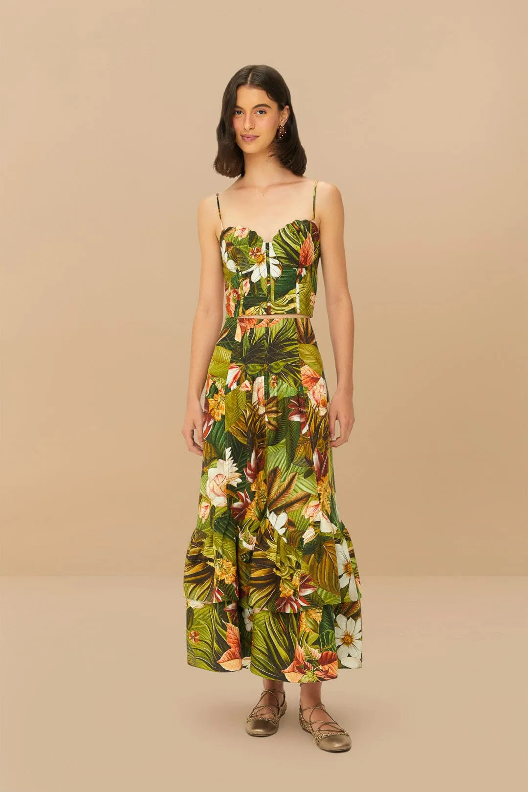 Multicolor Botanical Forest LENZING™ ECOVERO™ Euroflax™ CropTop sold by FARM Rio