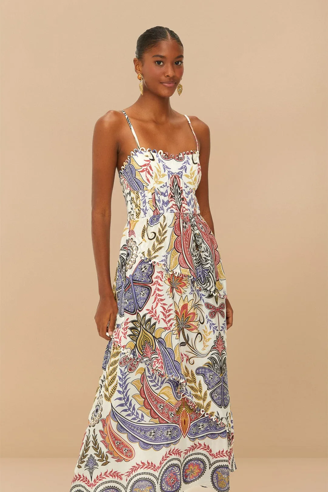 Off-White Boho Glam Loopy Trim Maxi Dress sold by FARM Rio product image thumbnail 2