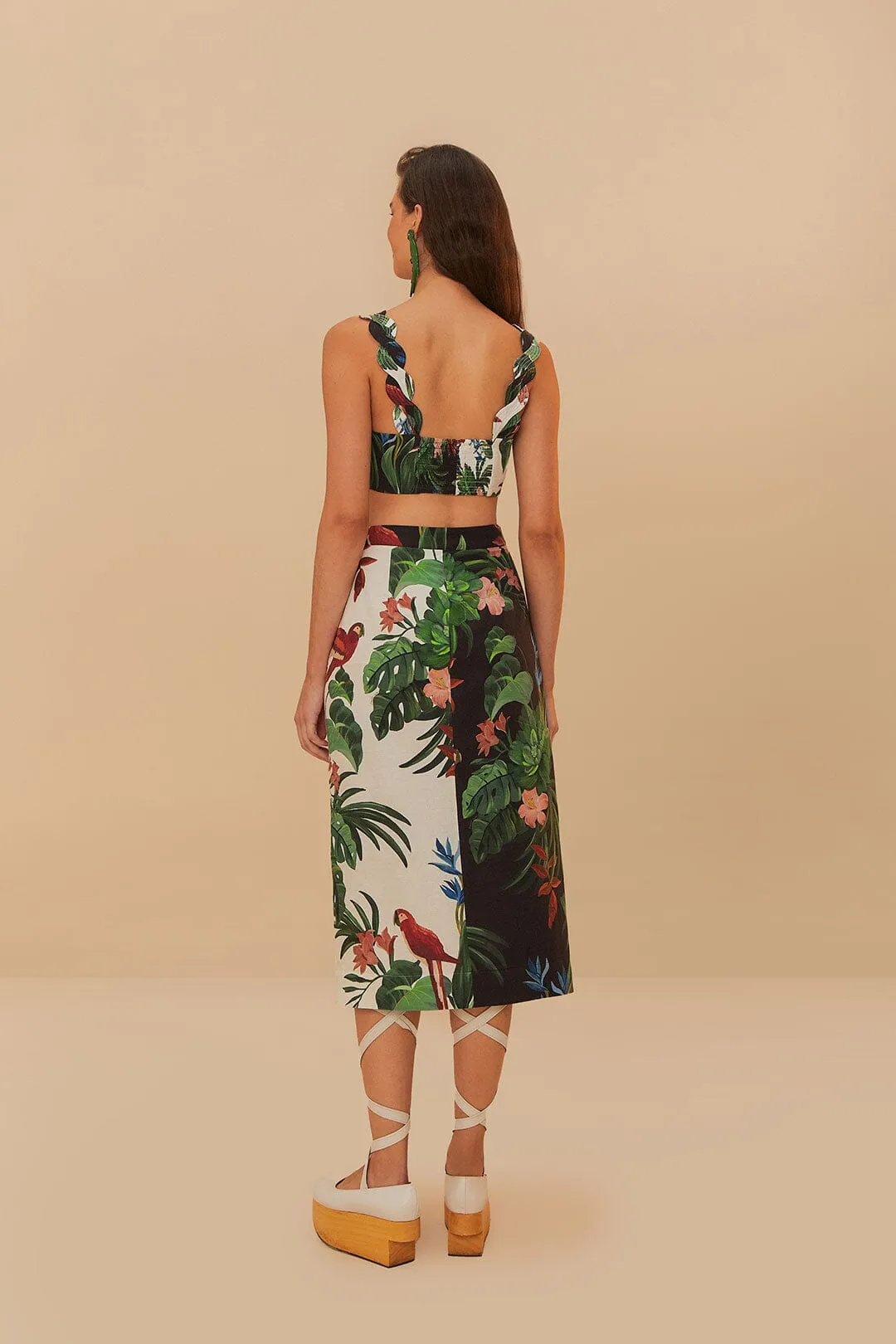 Mixed Midnight Macaw Fiesta LENZING™ ECOVERO™ Euroflax™ Midi Skirt sold by FARM Rio product image thumbnail 4