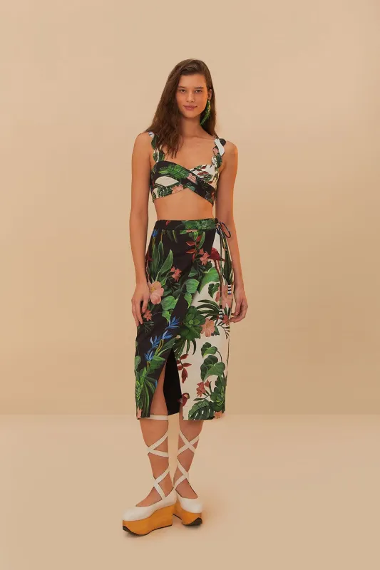 Mixed Midnight Macaw Fiesta LENZING™ ECOVERO™ Euroflax™ Midi Skirt sold by FARM Rio