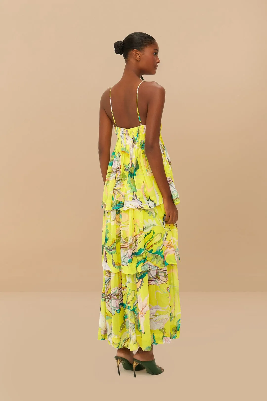 Yellow Jellyfish Bouquet Layered Maxi Dress sold by FARM Rio product image thumbnail 4