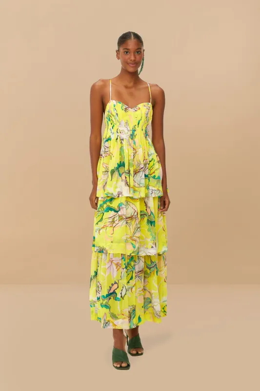 Yellow Jellyfish Bouquet Layered Maxi Dress sold by FARM Rio