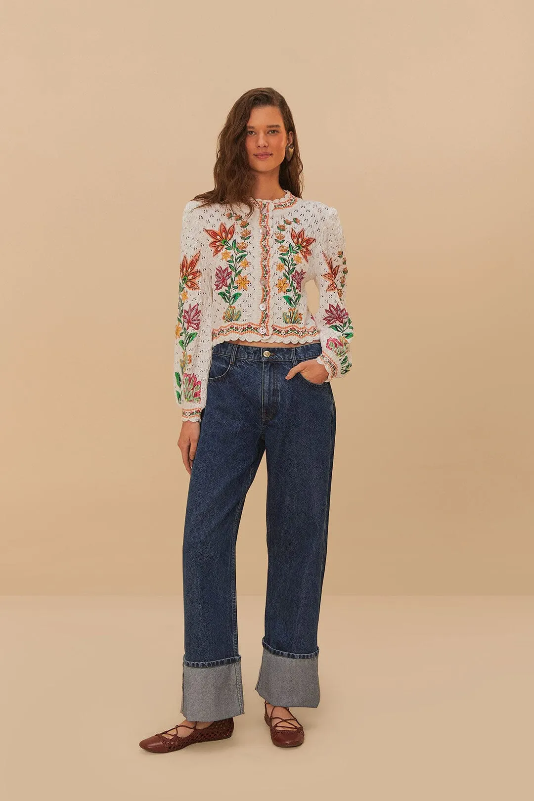 Denim Low Waist Wide Pants sold by FARM Rio product image thumbnail 3