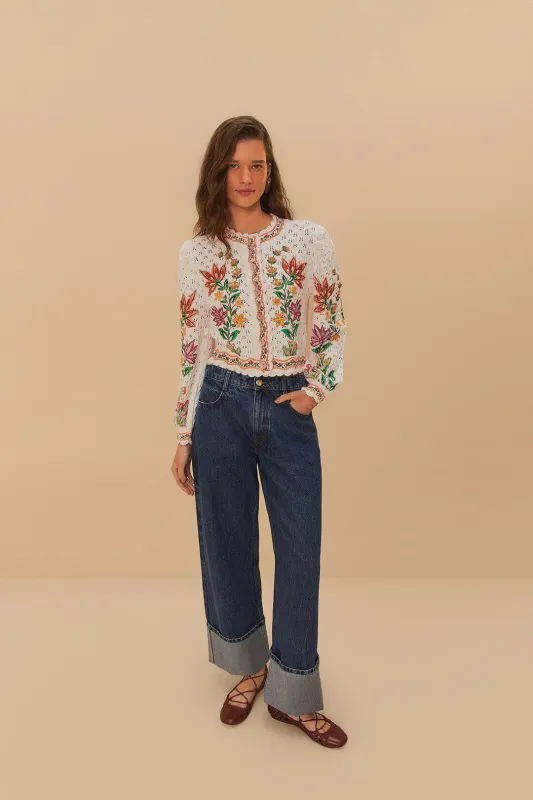 Denim Low Waist Wide Pants sold by FARM Rio