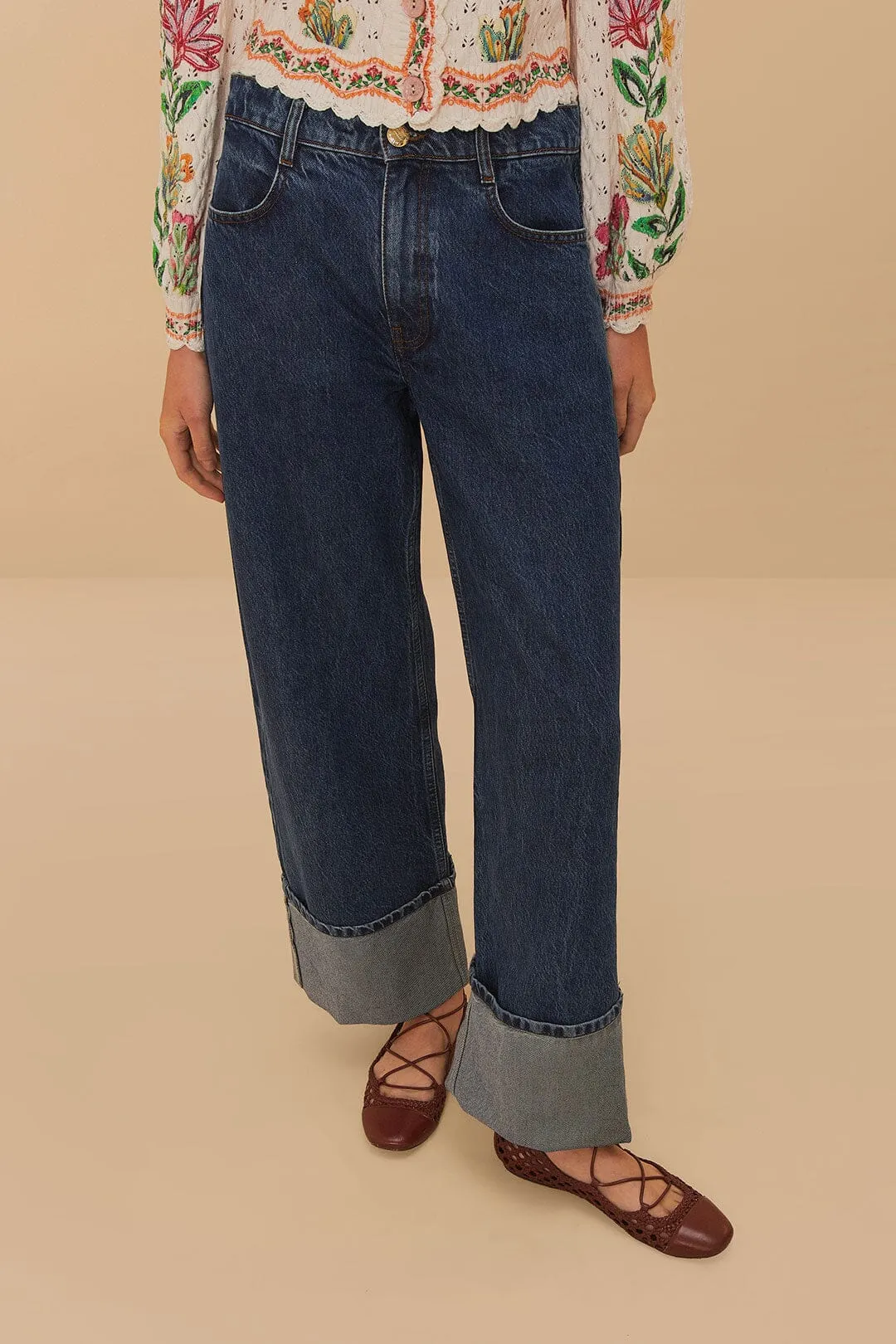 Denim Low Waist Wide Pants sold by FARM Rio product image thumbnail 2