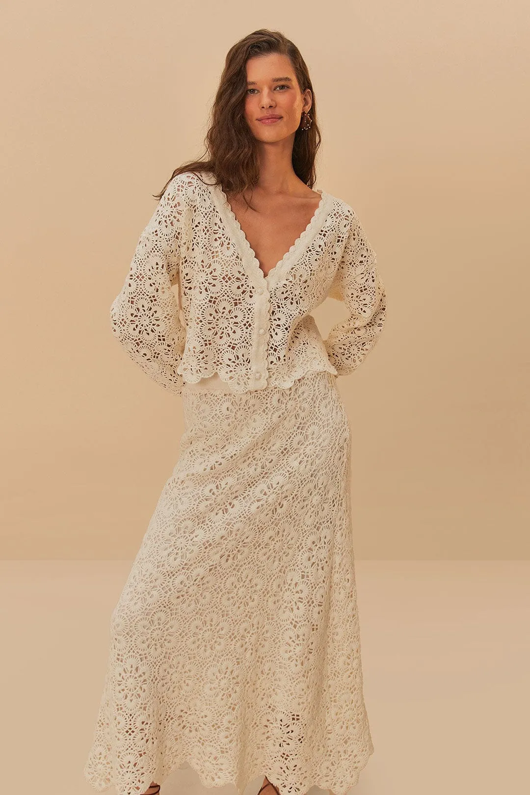 Off-White Flower Crochet Skirt sold by FARM Rio product image thumbnail 3