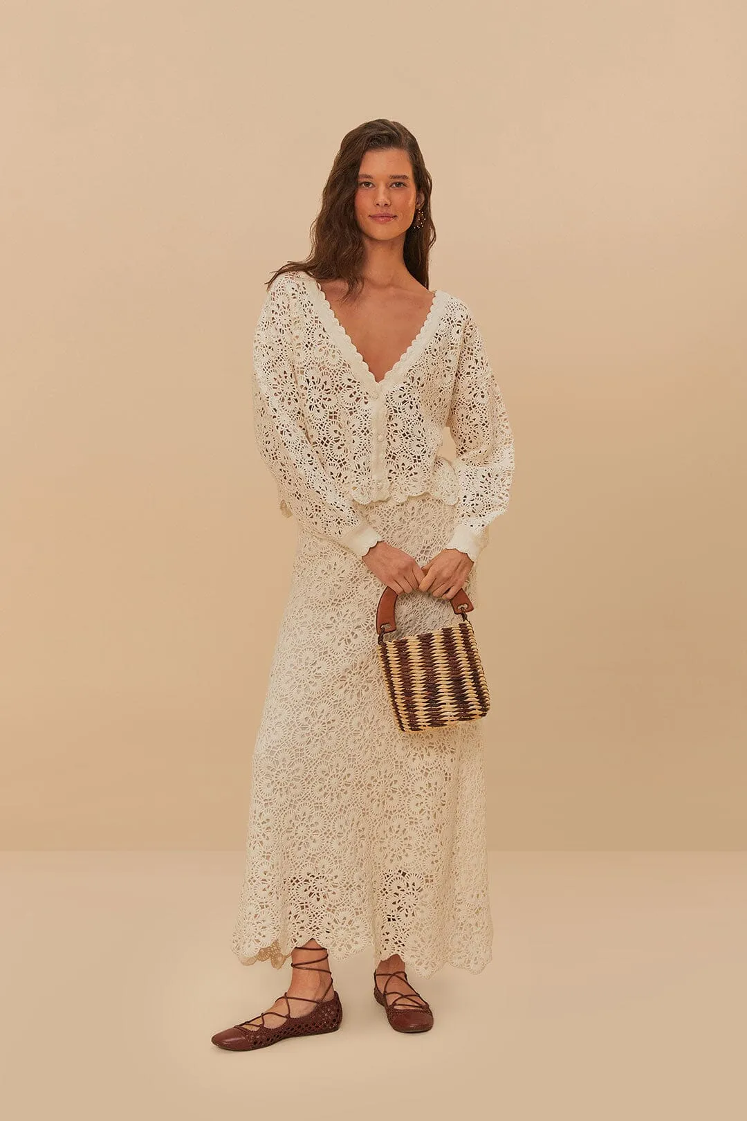 Off-White Flower Crochet Skirt sold by FARM Rio