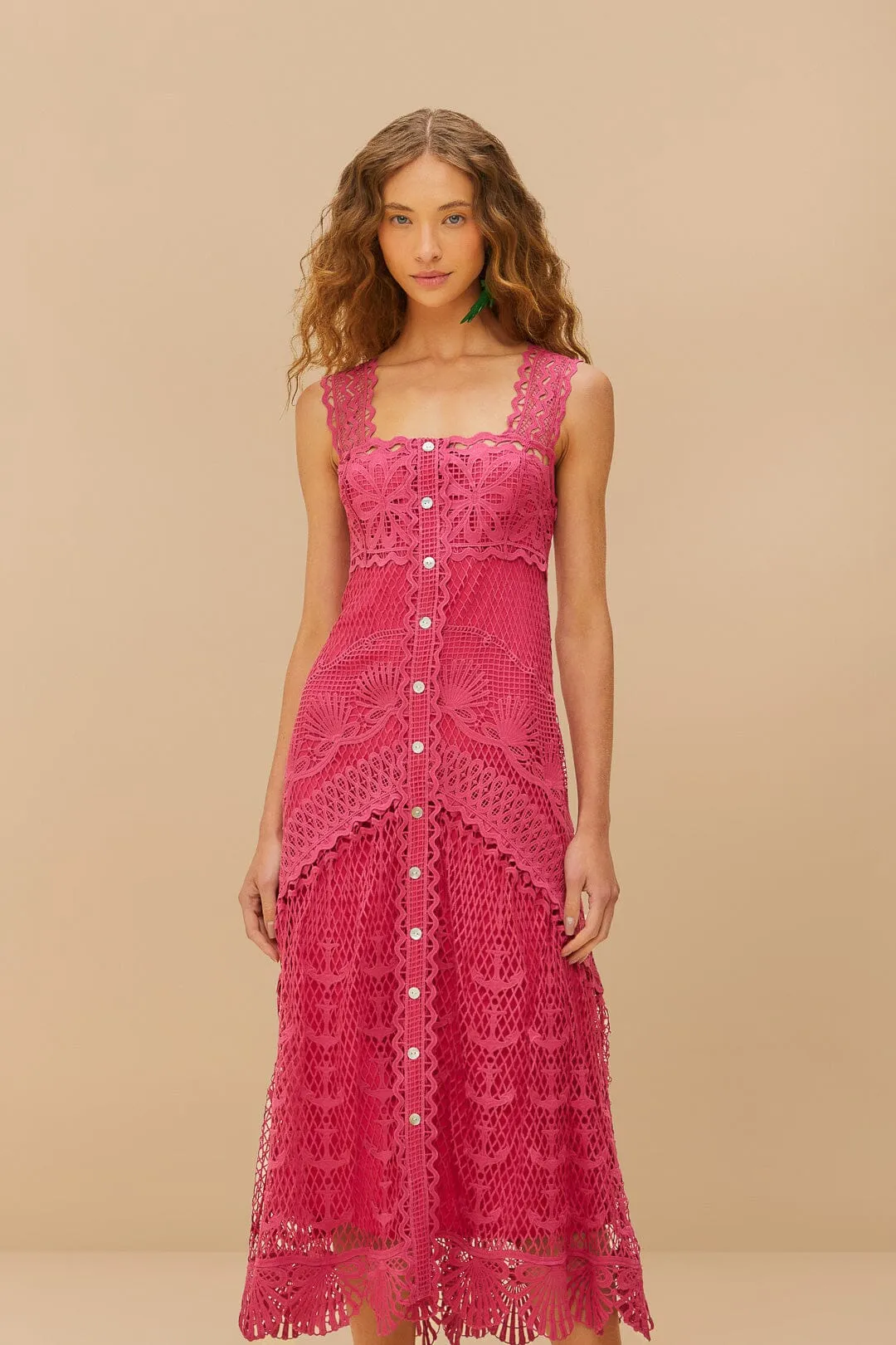 Pink Nautical Guipure Maxi Dress sold by FARM Rio product image thumbnail 3