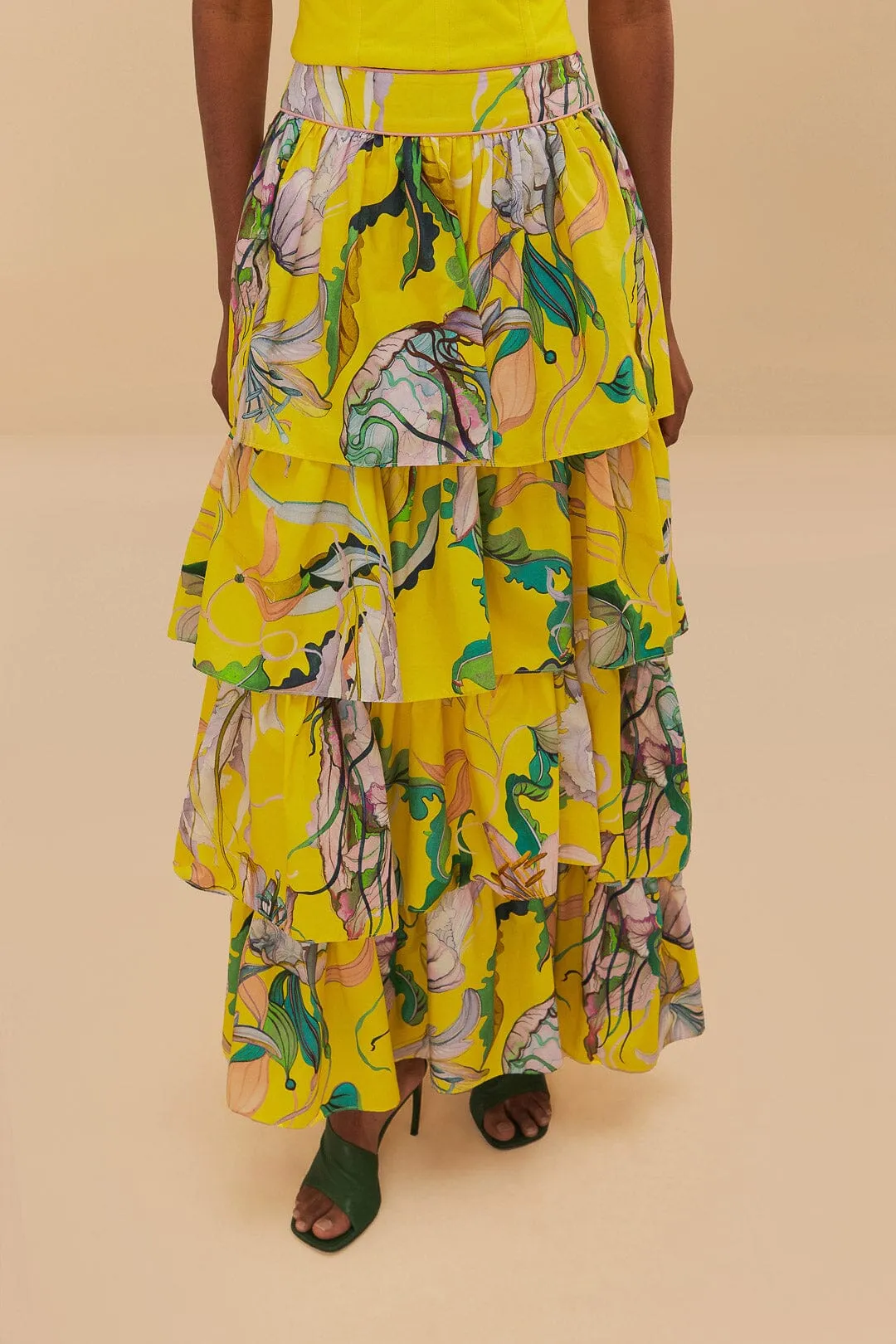 Yellow Jellyfish Bouquet Maxi Skirt sold by FARM Rio product image thumbnail 2