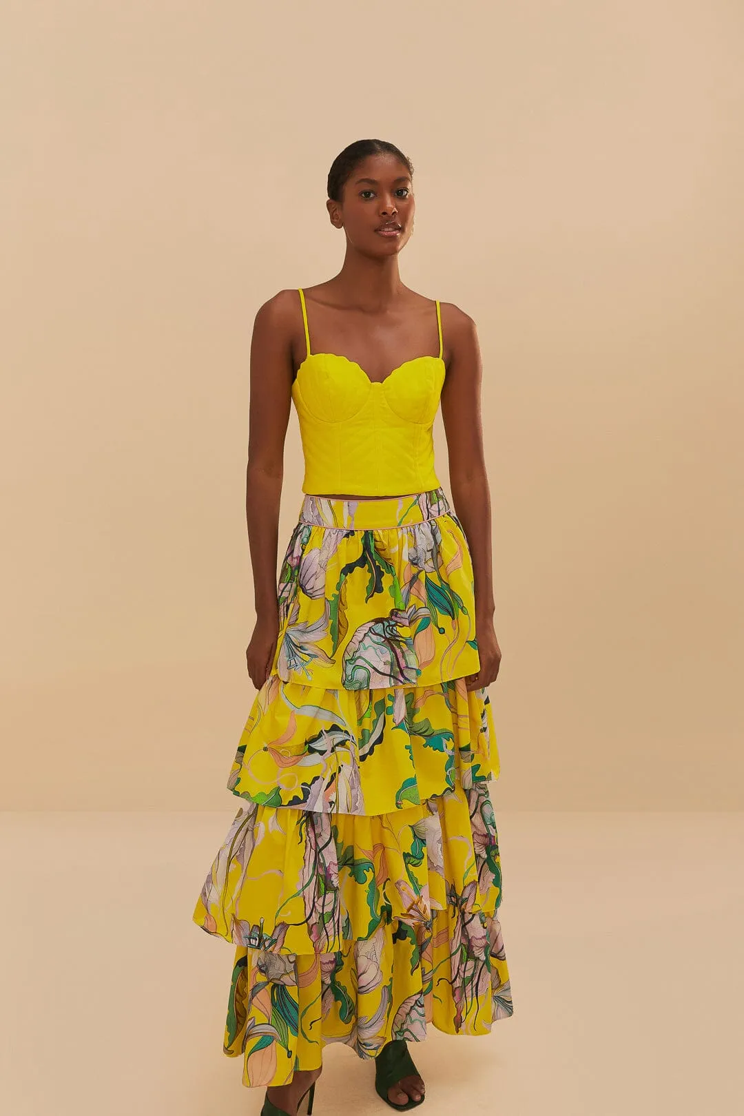 Yellow Jellyfish Bouquet Maxi Skirt sold by FARM Rio product image thumbnail 3