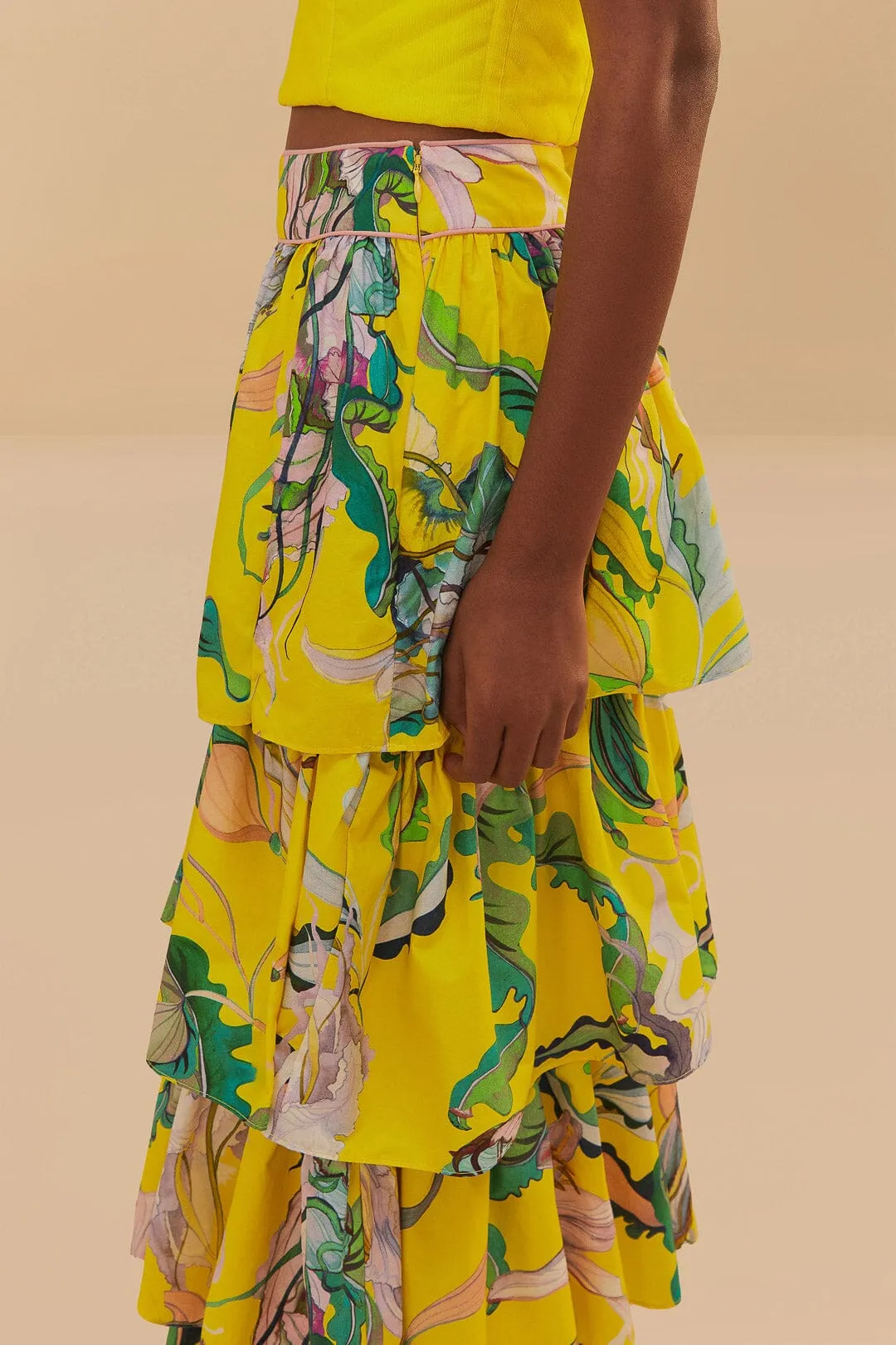 Yellow Jellyfish Bouquet Maxi Skirt sold by FARM Rio product image thumbnail 4