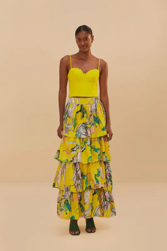 Yellow Jellyfish Bouquet Maxi Skirt sold by FARM Rio