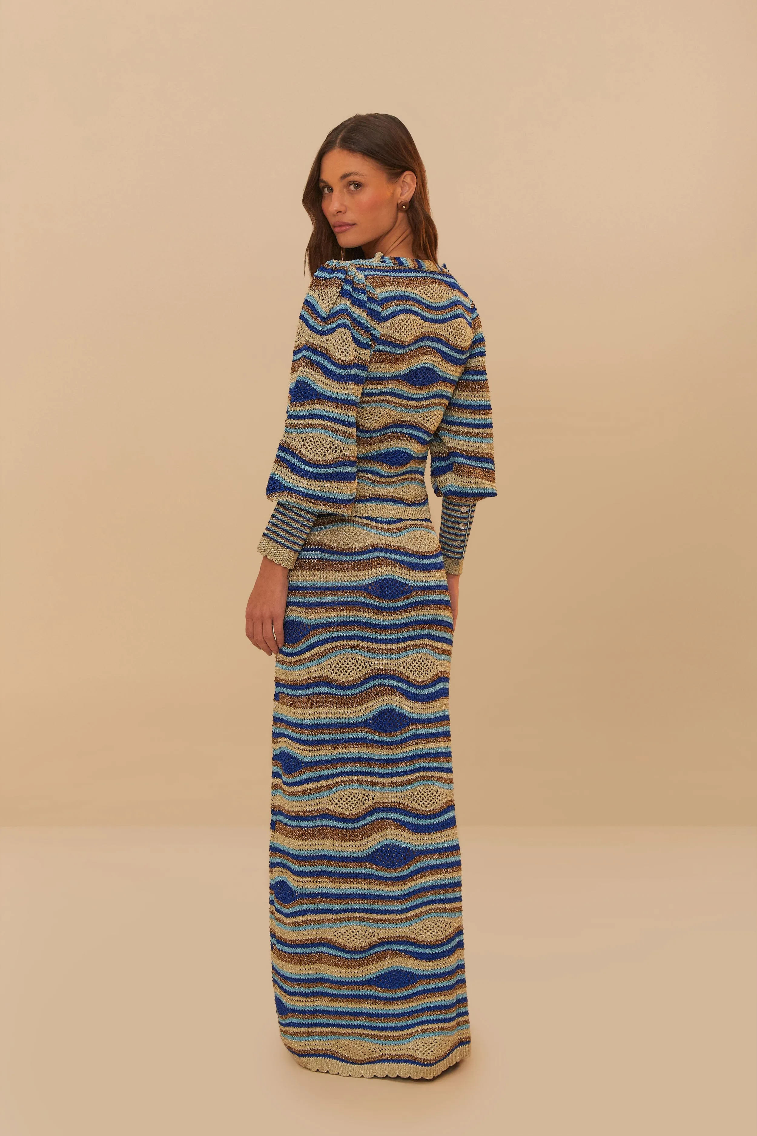 Blue Mixed Waves Knit Skirt sold by FARM Rio product image thumbnail 3