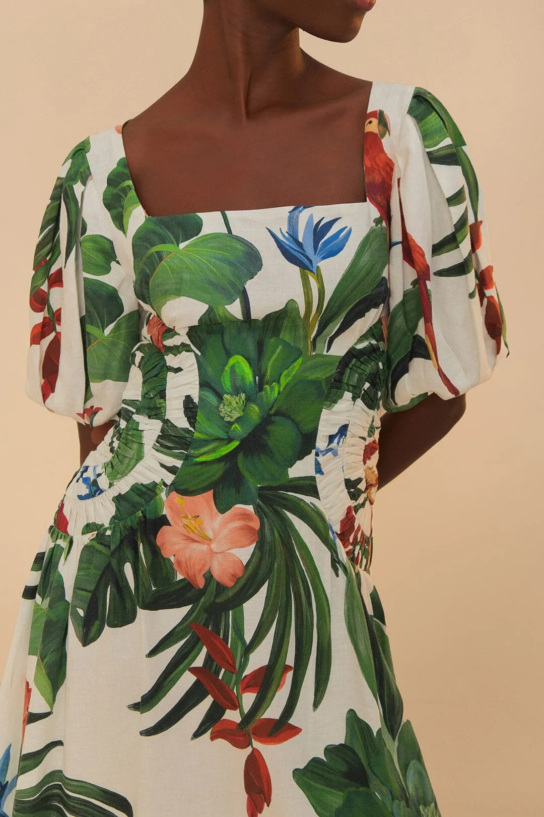 Off-White Midnight Macaw Fiesta Midi Dress sold by FARM Rio product image thumbnail 3