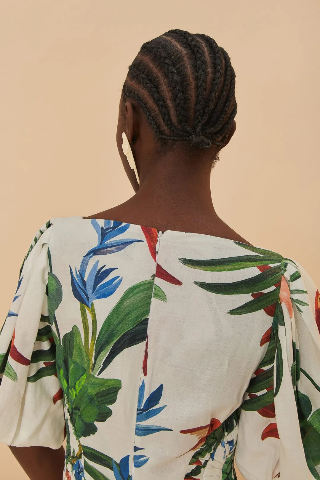 Off-White Midnight Macaw Fiesta Midi Dress sold by FARM Rio product image thumbnail 5