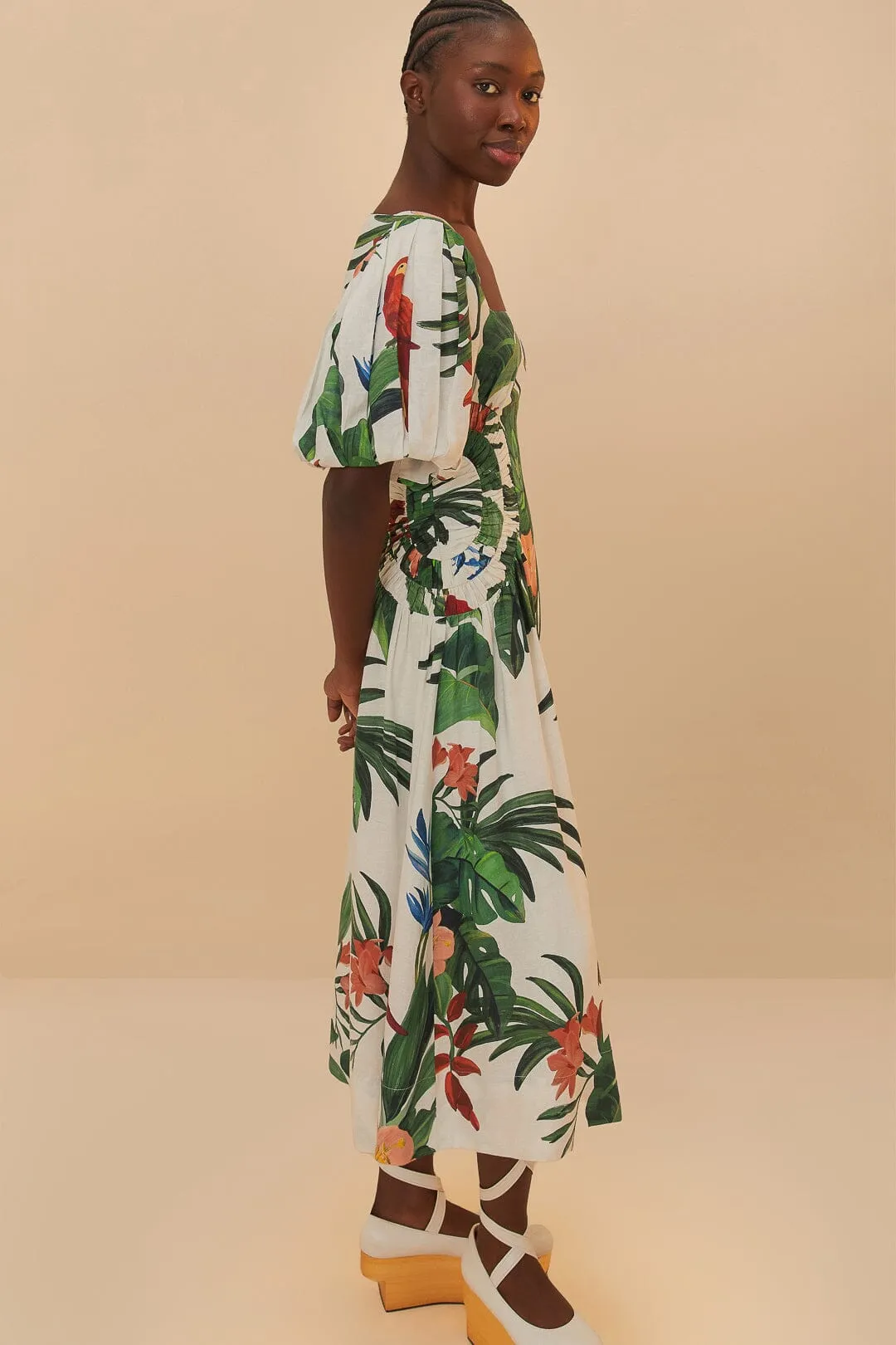 Off-White Midnight Macaw Fiesta Midi Dress sold by FARM Rio product image thumbnail 2