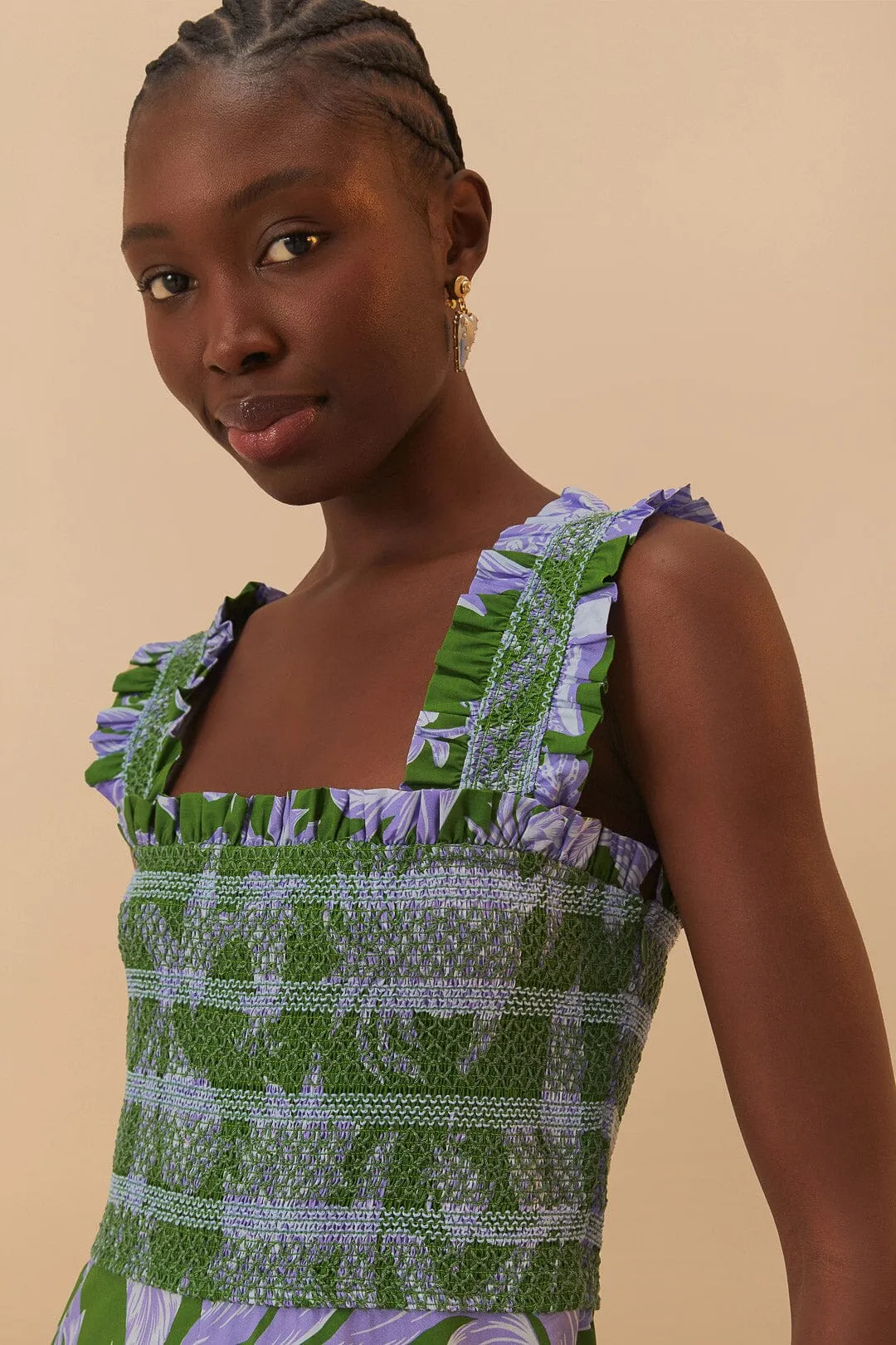 Green Tropical Swing Sleeveless Midi Dress sold by FARM Rio product image thumbnail 3