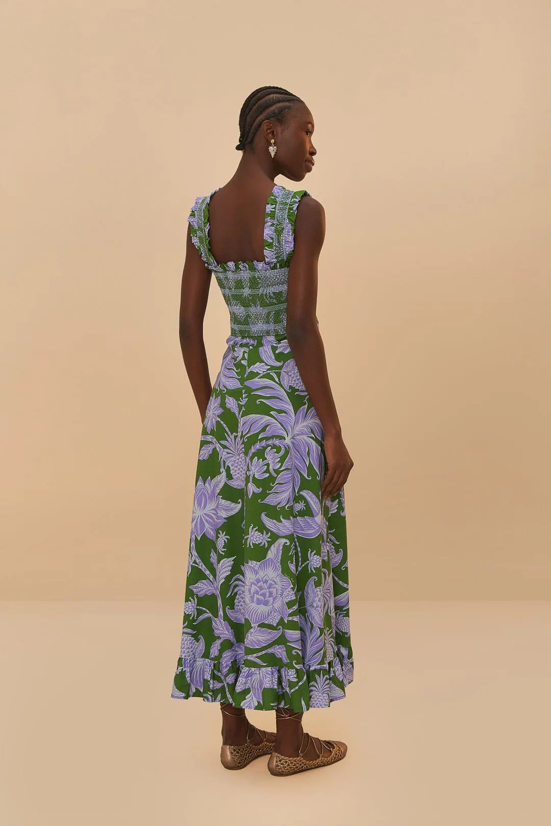 Green Tropical Swing Sleeveless Midi Dress sold by FARM Rio product image thumbnail 4