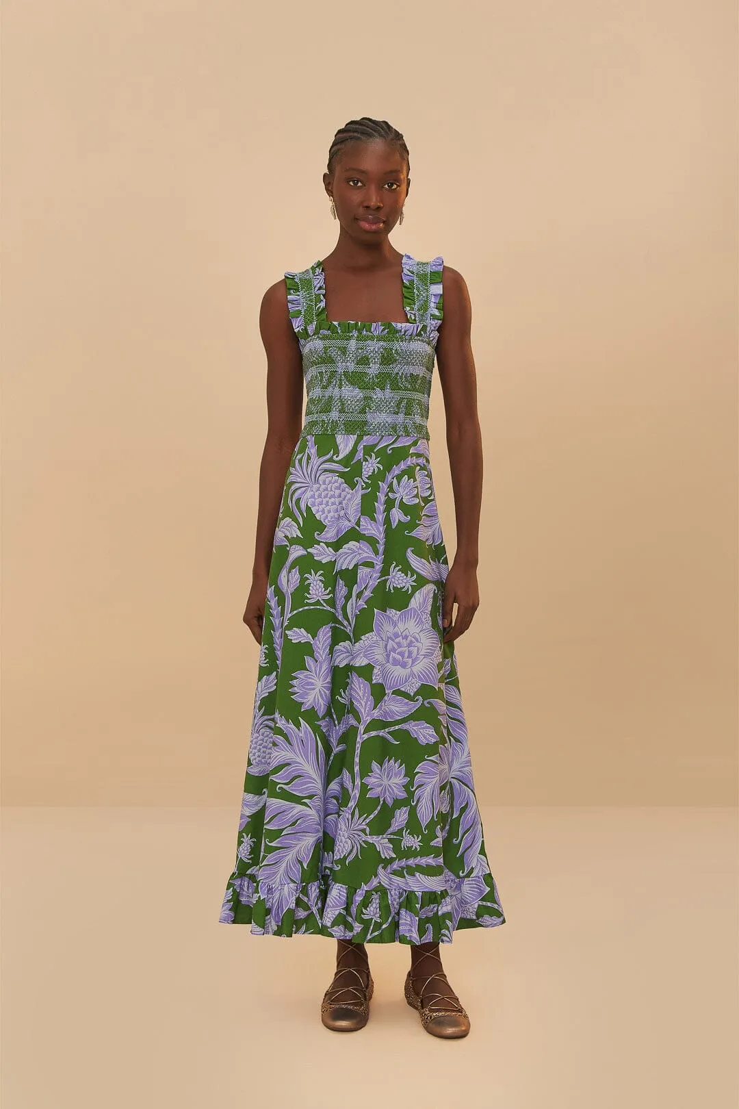 Green Tropical Swing Sleeveless Midi Dress sold by FARM Rio