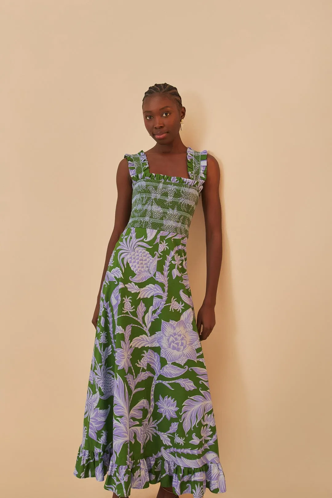 Green Tropical Swing Sleeveless Midi Dress sold by FARM Rio product image thumbnail 2